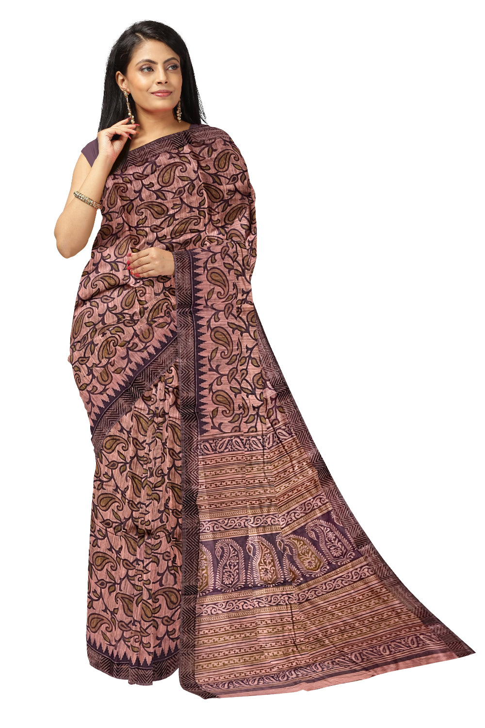 Southloom Cotton Saree with Light Purple Paisley Woven Patterns