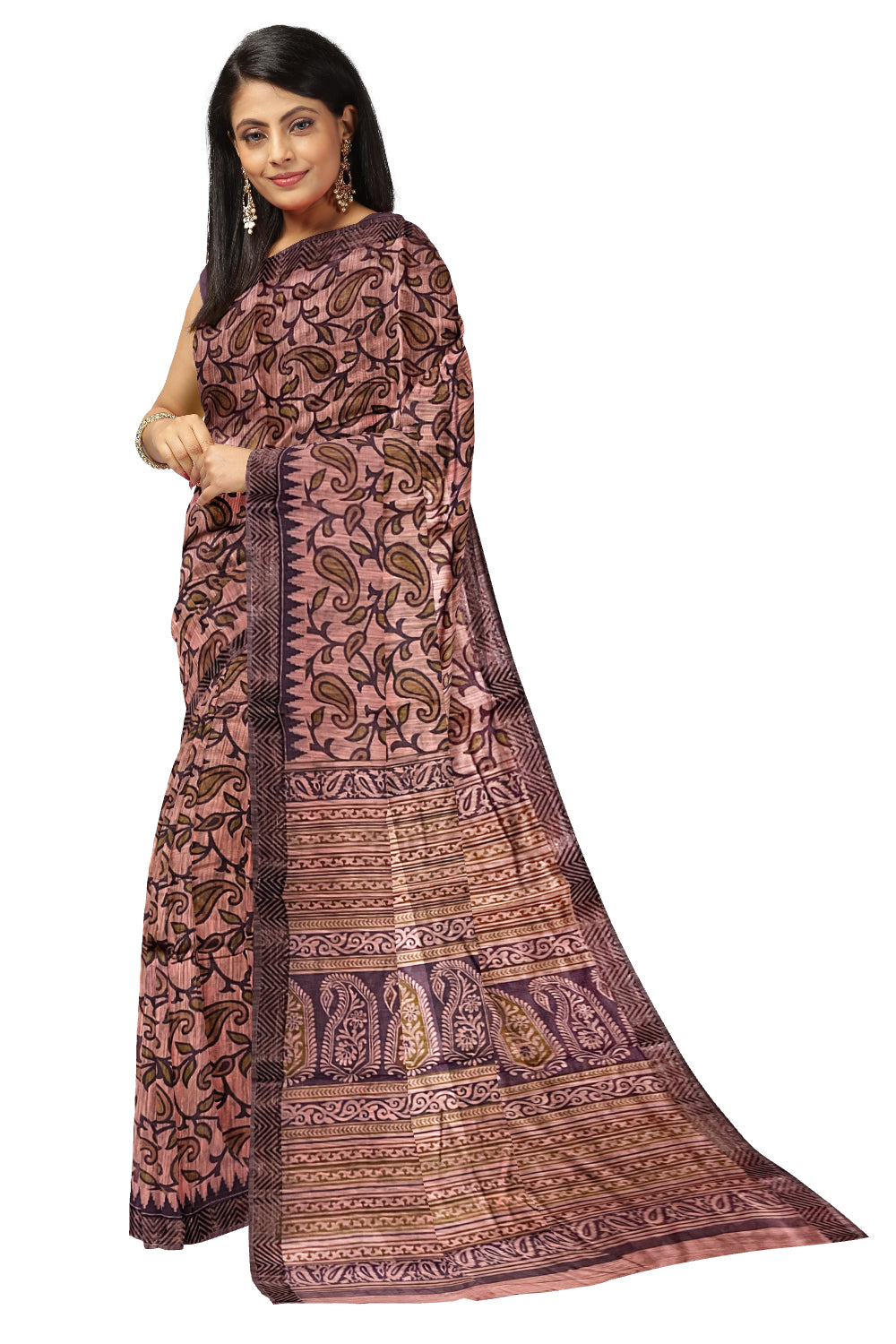 Southloom Cotton Saree with Light Purple Paisley Woven Patterns