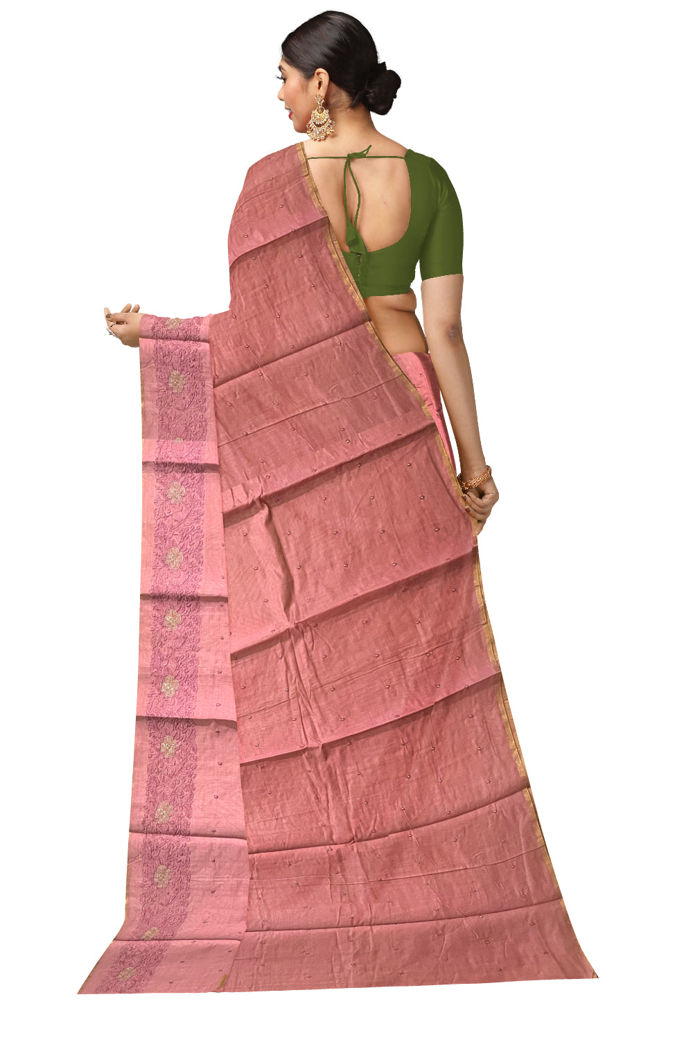 Southloom Cotton Pink Saree with Embroidered Border