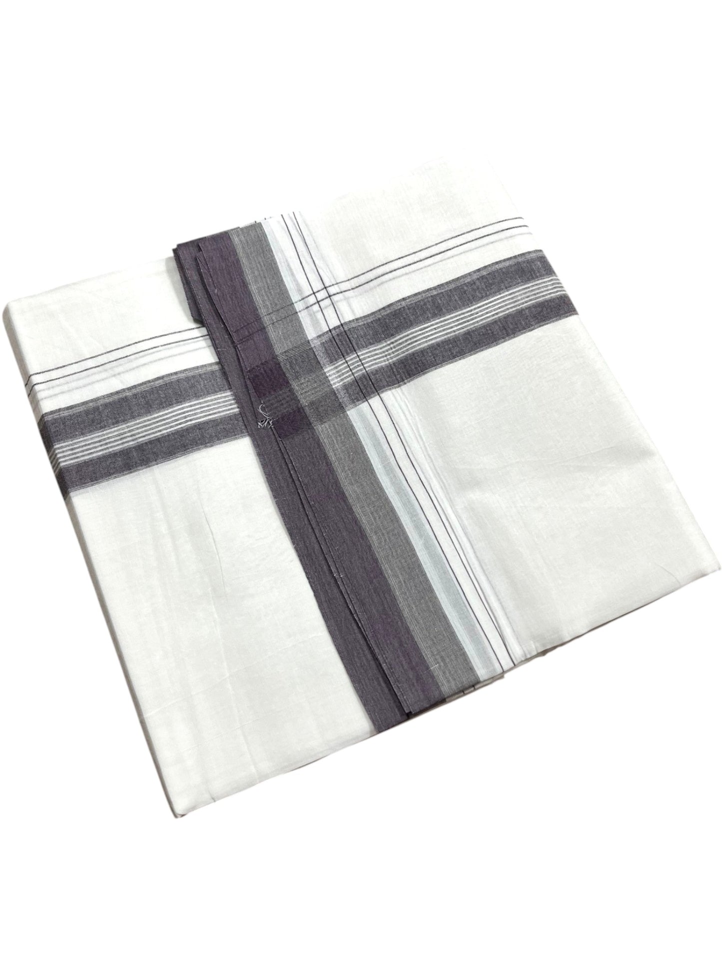 Southloom Pure Cotton Mundu with Purple Border (South Indian Kerala Dhoti)