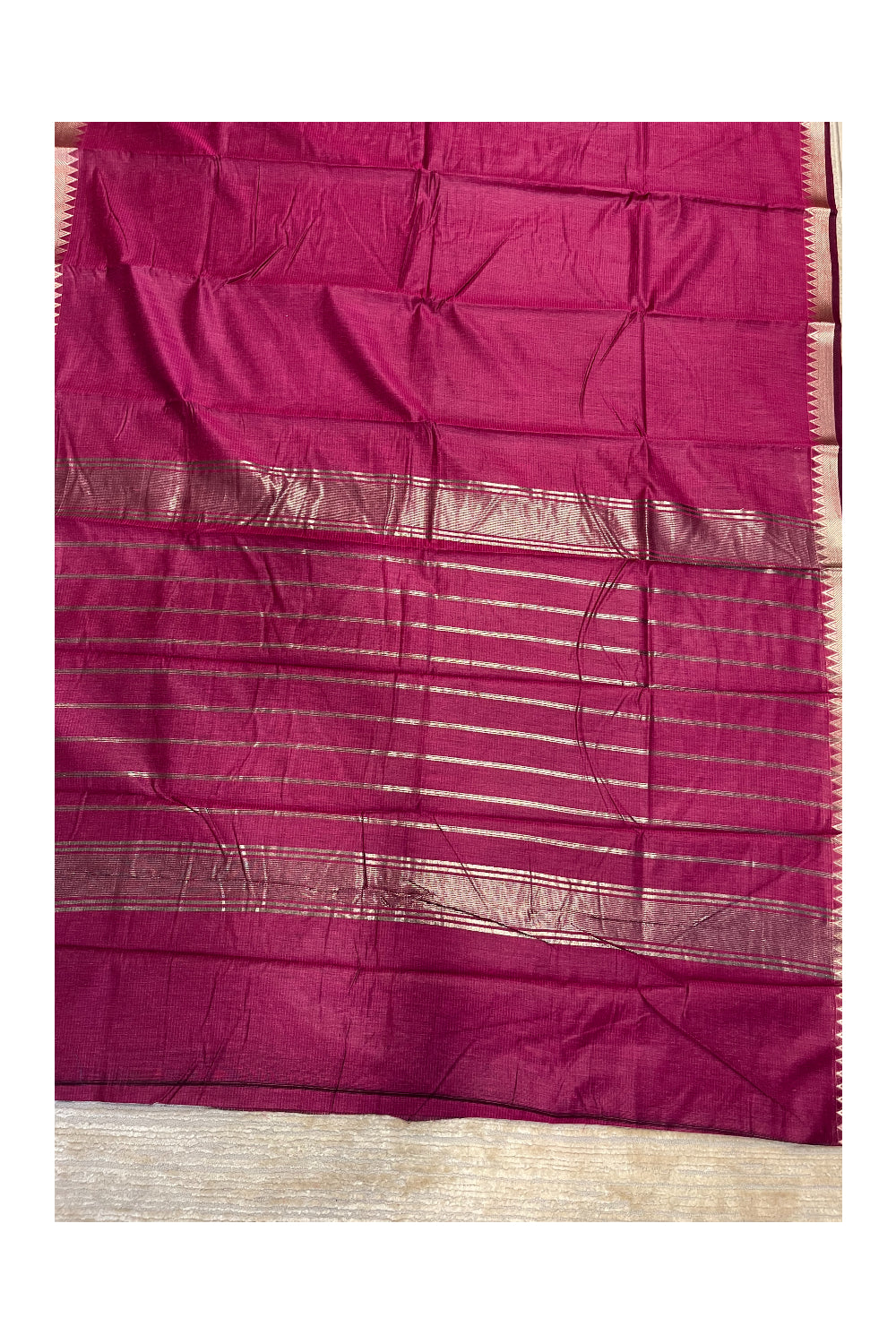 Southloom Kerala Cotton Mangalgiri Saree with Woven Zari Work On Pallu And Border