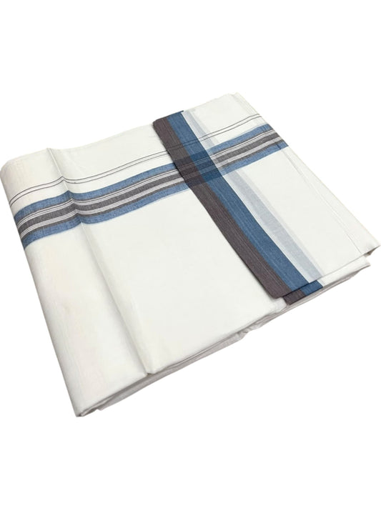 Southloom Pure Cotton Mundu with Blue Border (South Indian Kerala Dhoti)