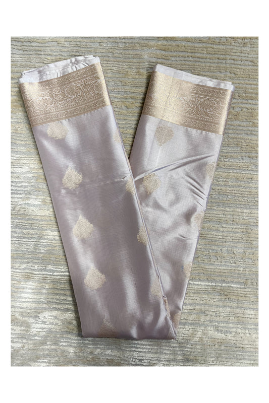 Southloom Semi Silk Saree In Beige With Woven Zari Borders And Butta Work Across Body