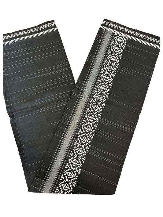 Southloom Black Printed Single Mundu / Otta Mundu / Lungi (South Indian Kerala Dhoti)