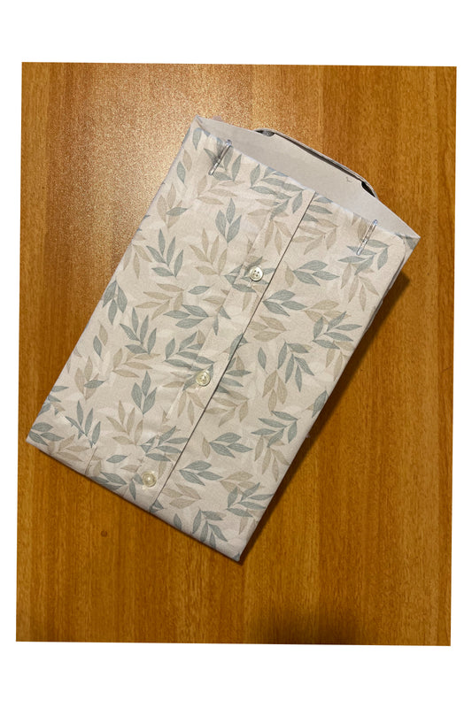 Pure Cotton White Shirt with Leaf Prints (42 HS)