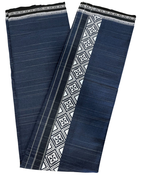 Southloom Blue Printed Single Mundu / Otta Mundu / Lungi (South Indian Kerala Dhoti)