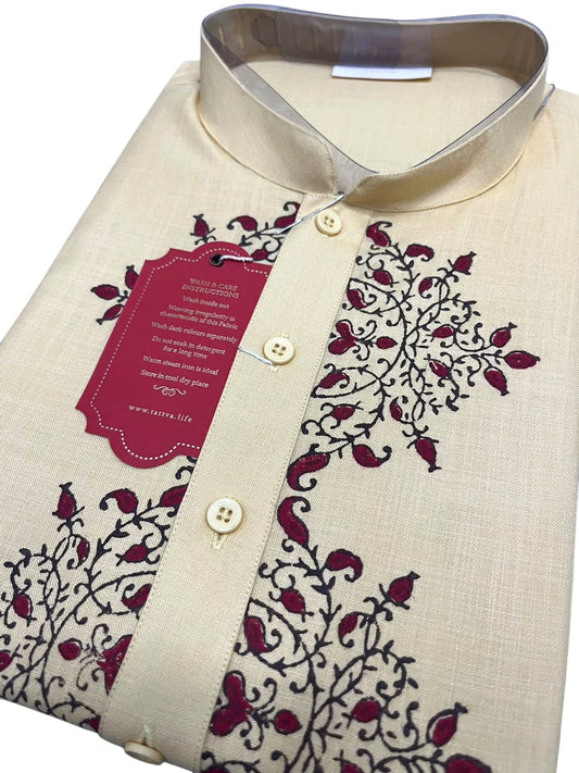 Southloom Woven Patterns Semi Silk Long Kurta for Men SL591