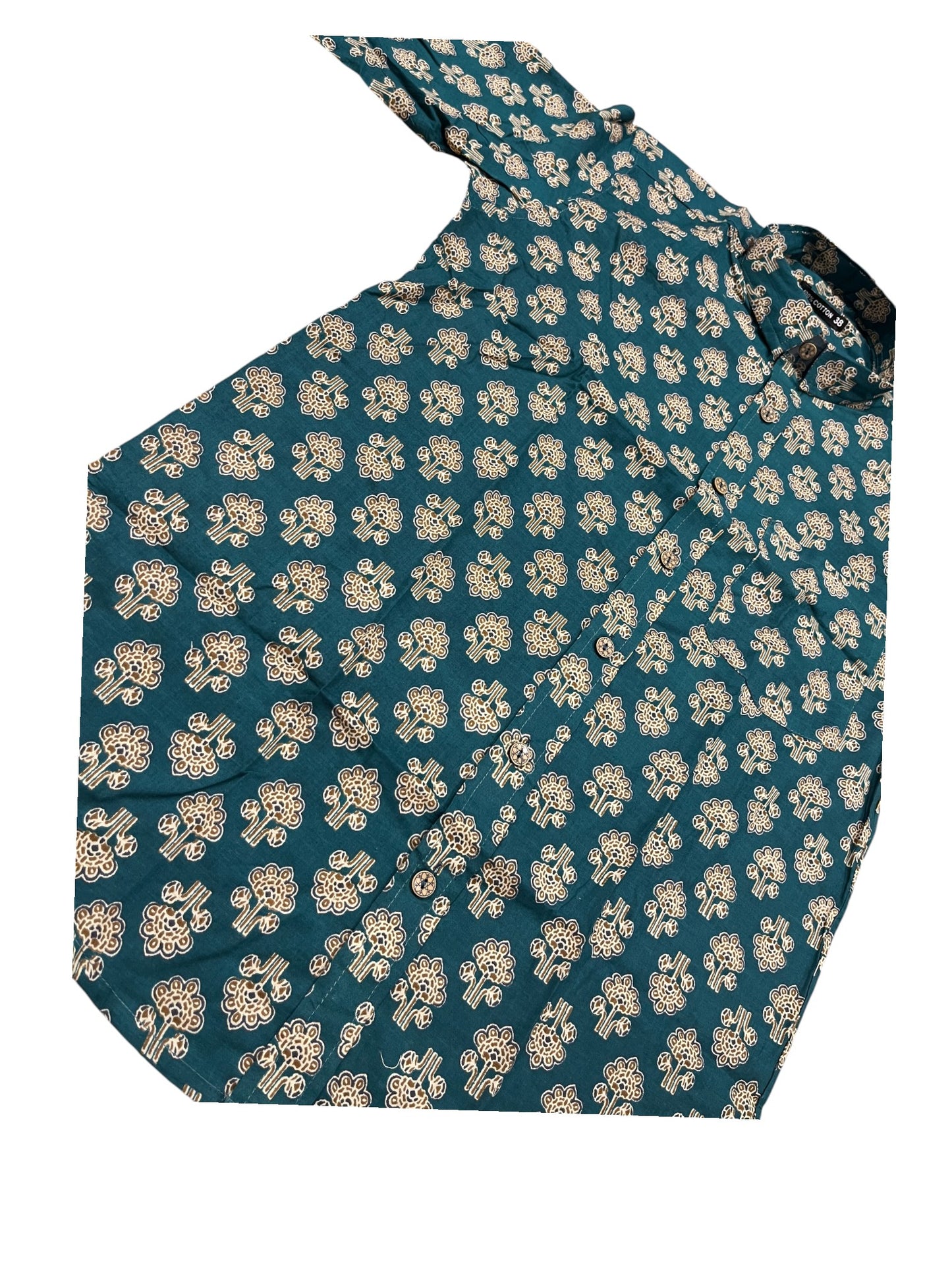 Southloom Jaipur Pure Cotton Block Printed Shirt for Men (Medium)