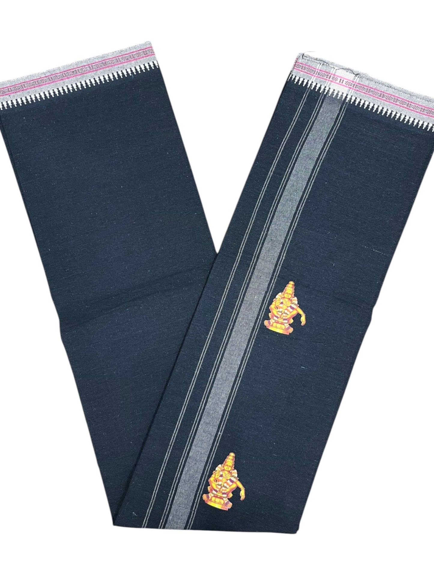 Southloom Black Printed Ayyapan Single Mundu / Otta Mundu  (South Indian Kerala Dhoti)