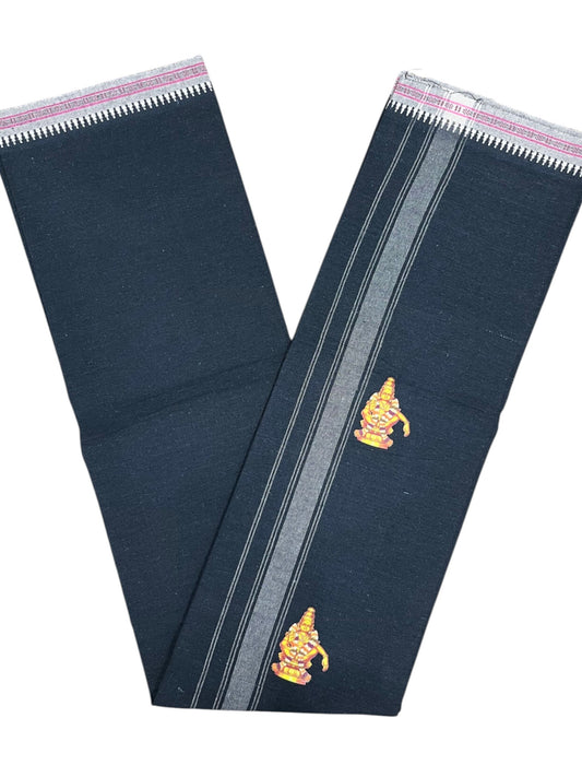 Southloom Black Printed Ayyapan Single Mundu / Otta Mundu  (South Indian Kerala Dhoti)