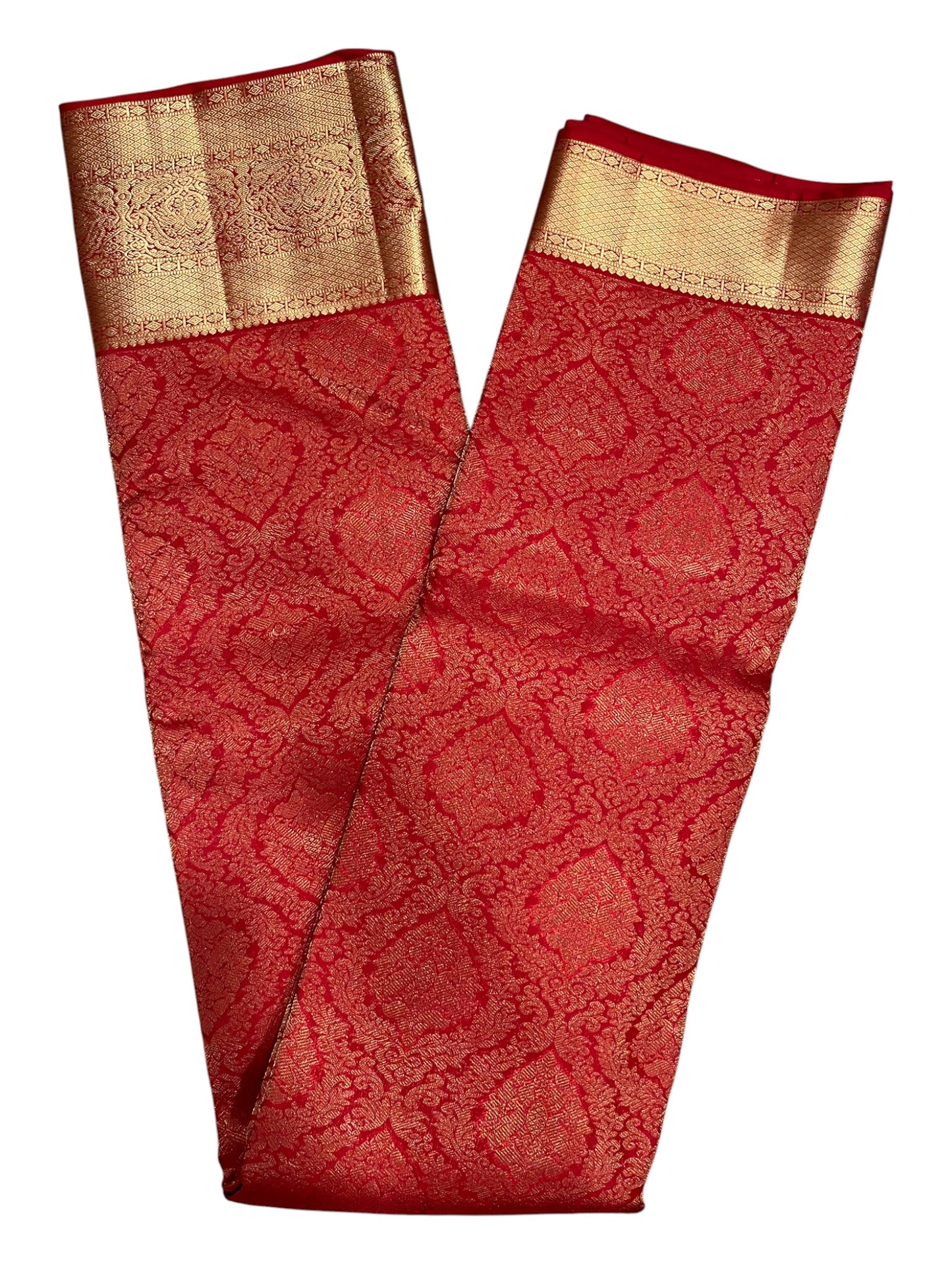 Southloom Pure Handloom Bridal Kanchipuram Silk Saree with Korvai Work (Red)