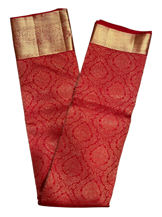 Southloom Pure Handloom Bridal Kanchipuram Silk Saree with Korvai Work (Red)