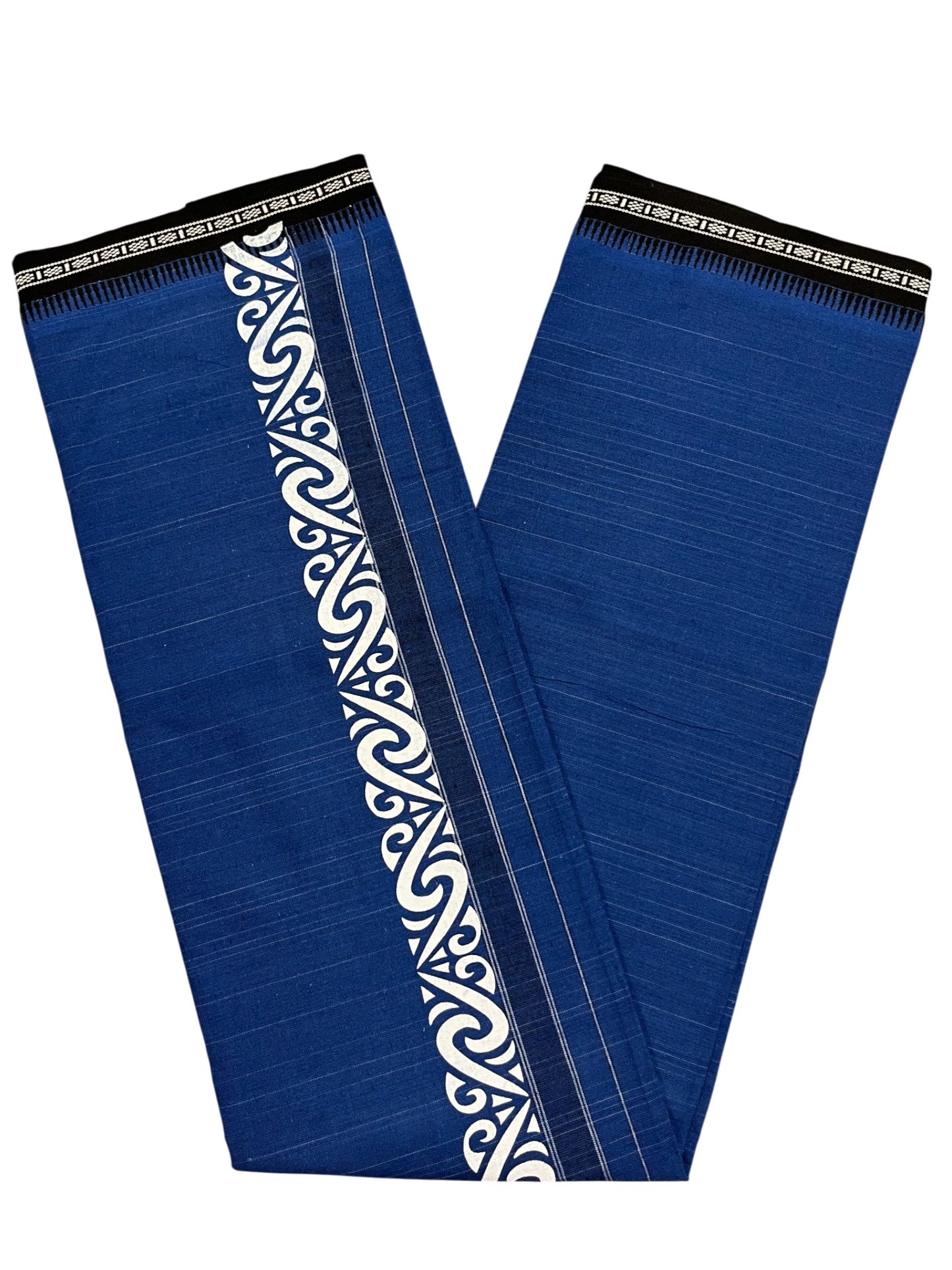 Southloom Blue Printed Single Mundu / Otta Mundu / Lungi (South Indian Kerala Dhoti)