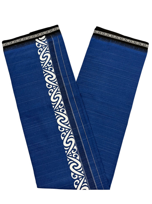 Southloom Blue Printed Single Mundu / Otta Mundu / Lungi (South Indian Kerala Dhoti)