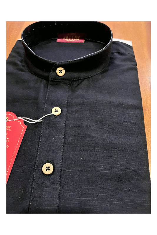 Southloom Semi Silk Short Kurta for Men in Black Colour
