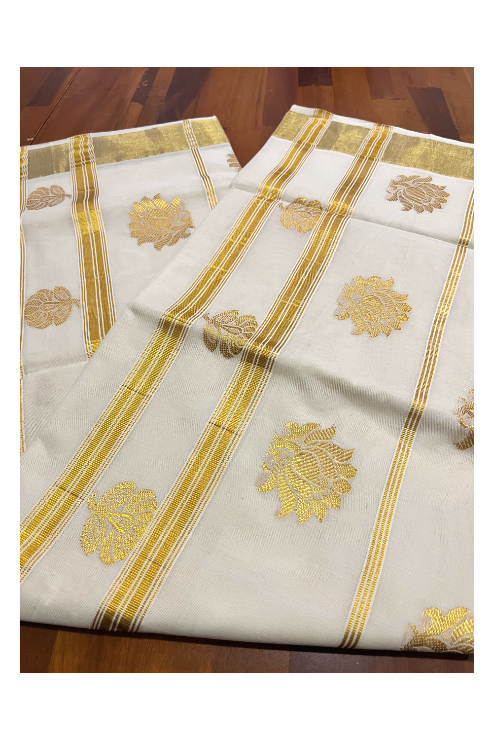 Kerala Kasavu Heavy Woven Design Cotton Saree