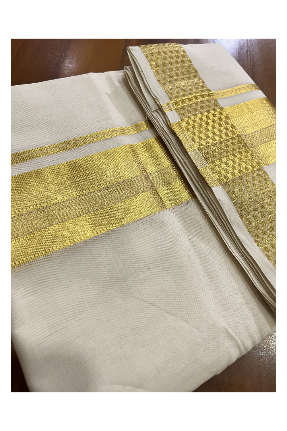 Southloom Super Premium Balaramapuram Unakkupaavu Handloom Double Wedding Mundu with Kasavu Border (Vishu 2024 Collection)