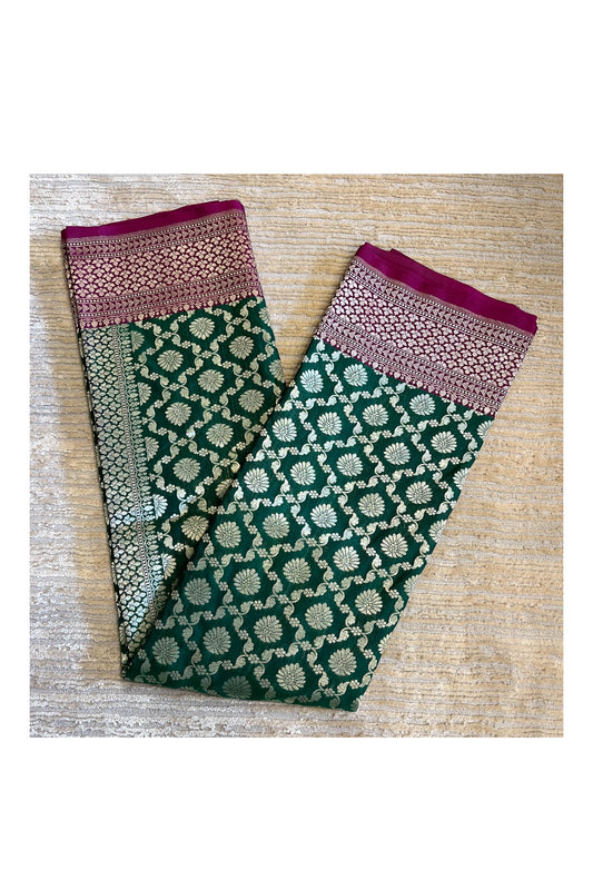 Southloom Banarasi Silk Saree with Woven Work in Green and Magenta