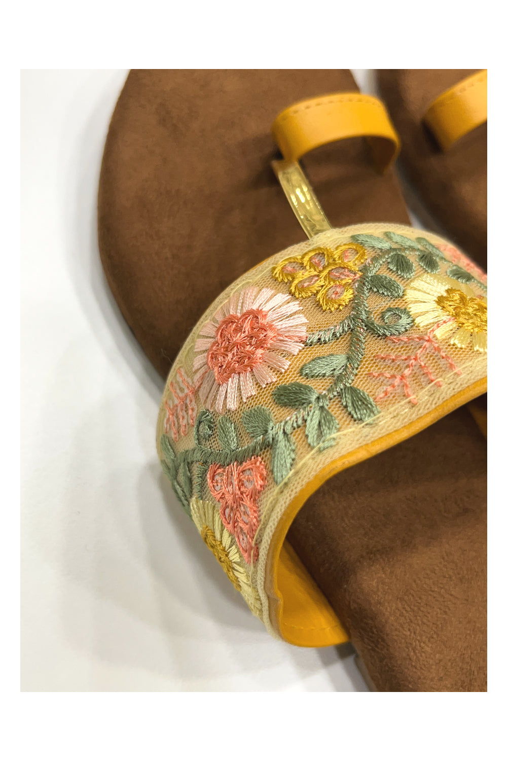 Southloom Jaipur Handmade Embroidered Orange Sandals