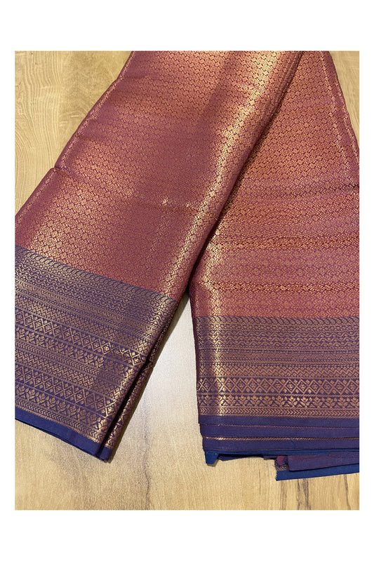 Southloom Premium Semi Silk Zari Work Brocade Saree in Bridal Violet with Matching Pallu (Kanchipuram Pattu Saree)