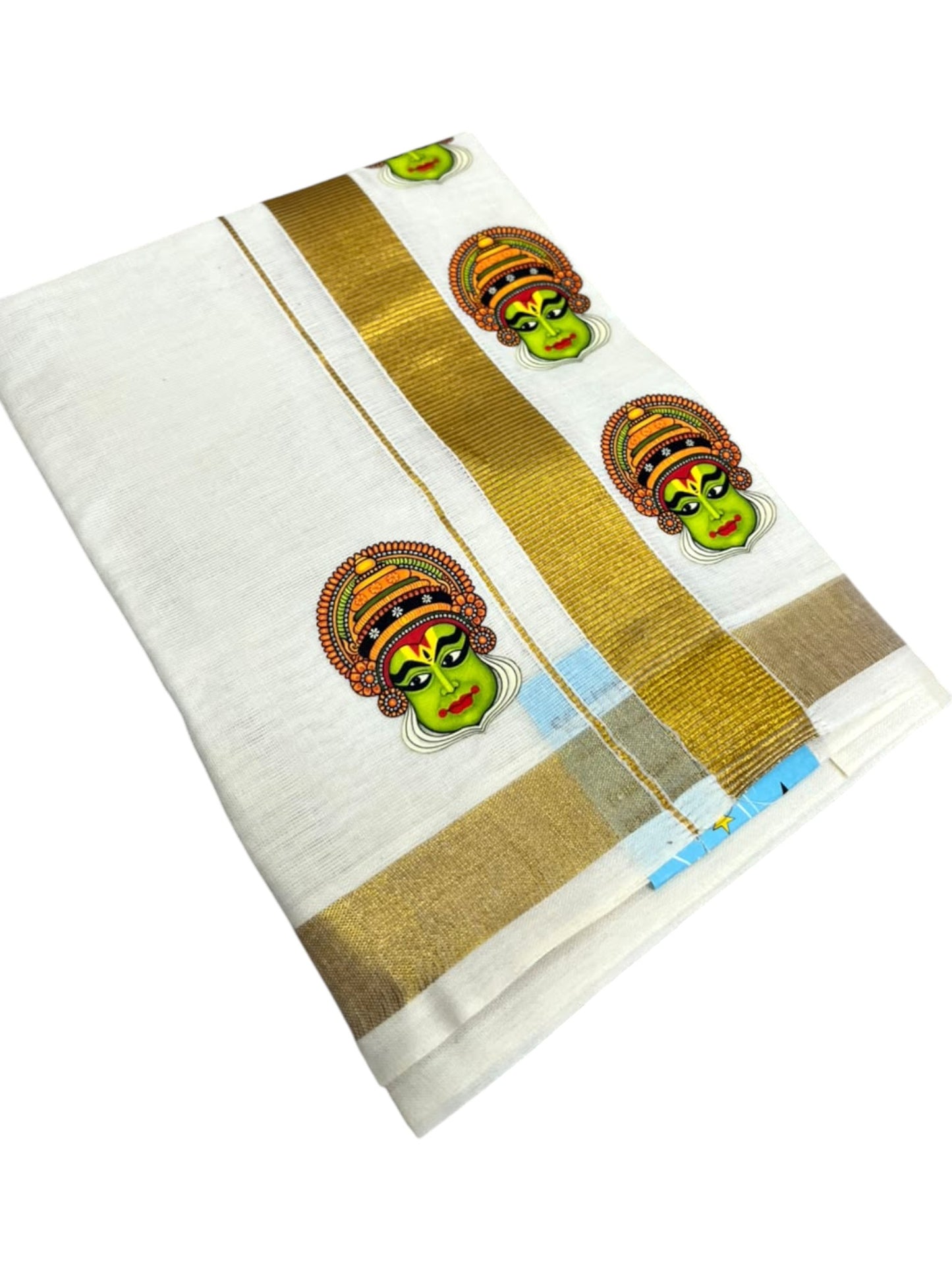 Southloom Cotton Kasavu Printed Kids's Velcro Mundu SLK