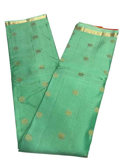 Southloom Premium Handloom Bridal Kanchipuram Silk Saree with Korvai Work (Green)