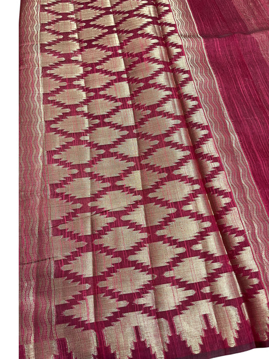 Southloom Banarasi Silk Saree with Woven Work on Body and Borders (Magenta)