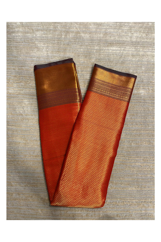 Southloom Banarasi Silk Brocade Bridal Saree WIth Woven Borders And Blouse Piece in Red And Green