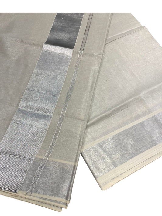 Southloom Silver Kasavu Tissue Plain Kerala Saree