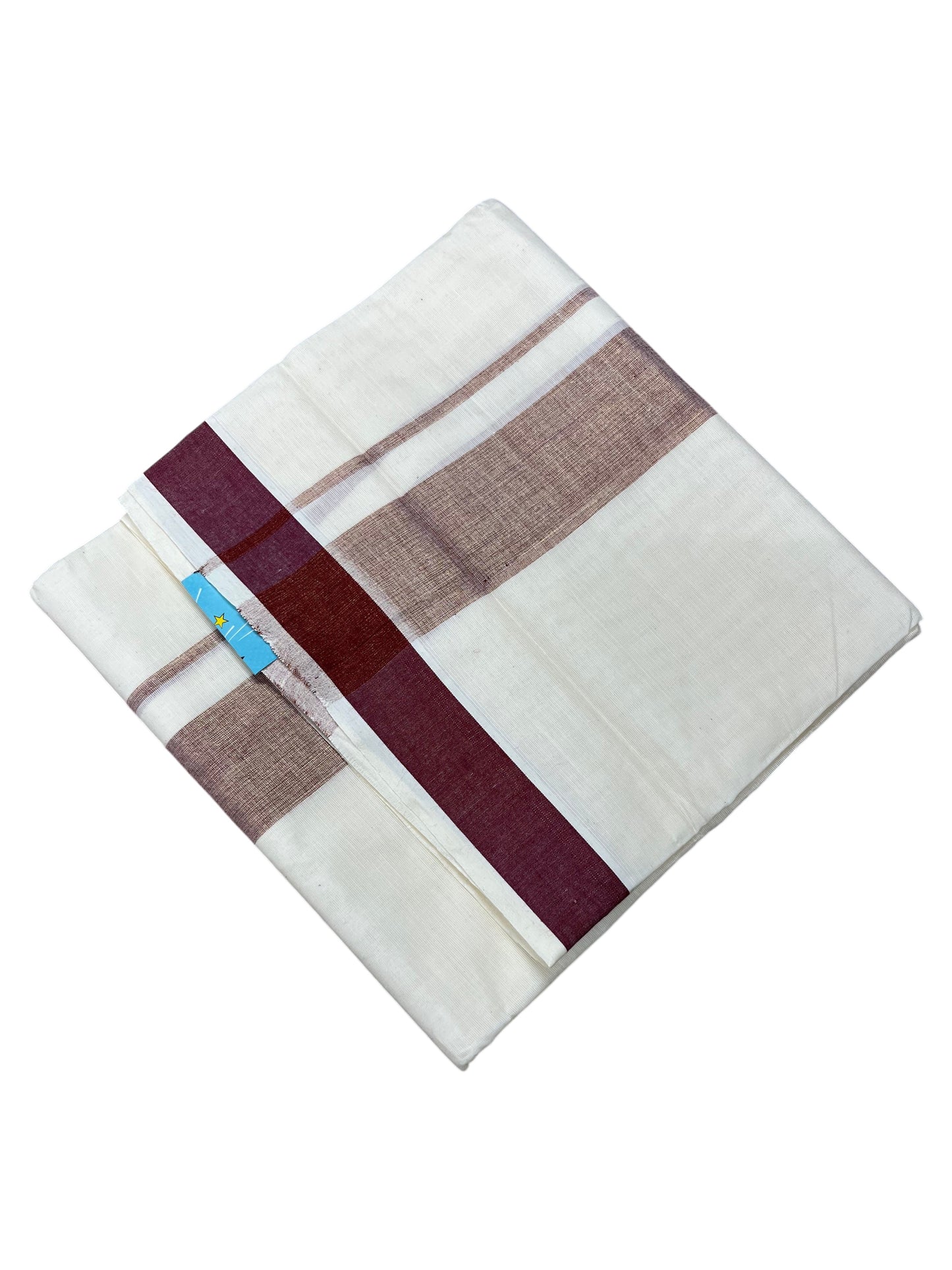 Southloom Kerala Pure Cotton Double Mundu with Maroon Border (South Indian Kerala Dhoti)