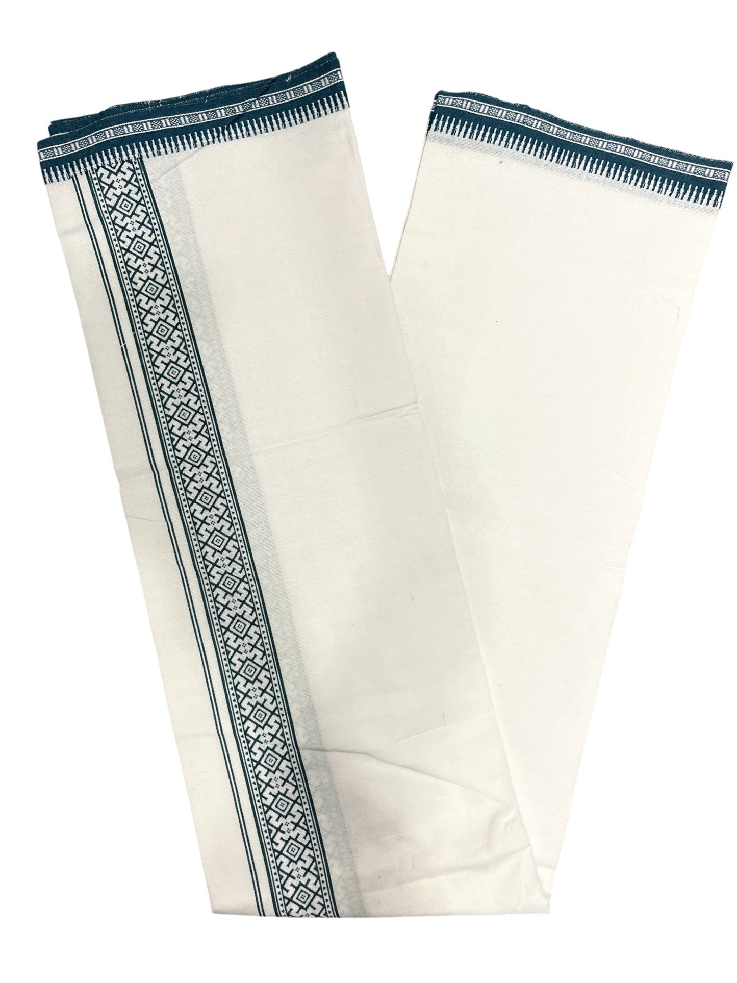 Southloom Off White And Black Printed Single Mundu / Otta Mundu / Lungi (South Indian Kerala Dhoti)