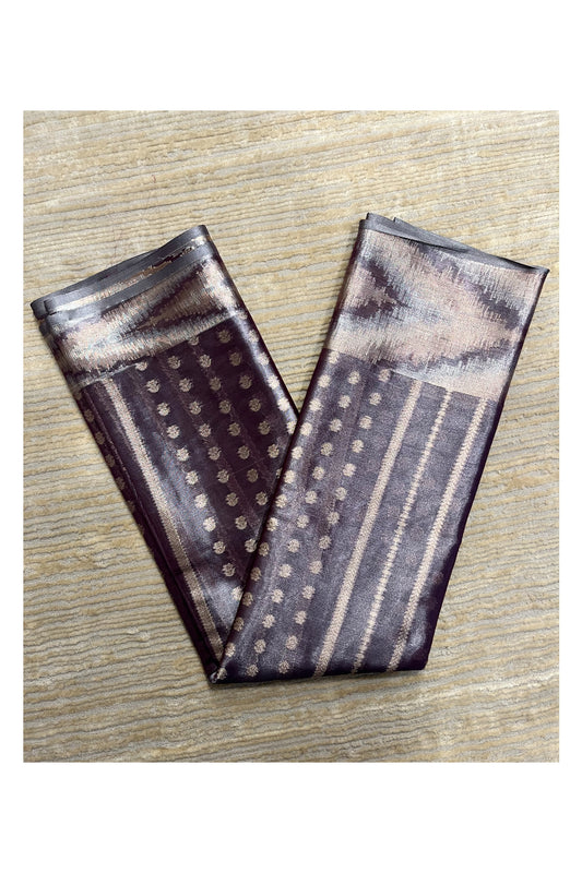 Southloom Tissue Silk Saree with Woven Work on Body and Borders (Golden & Grey)