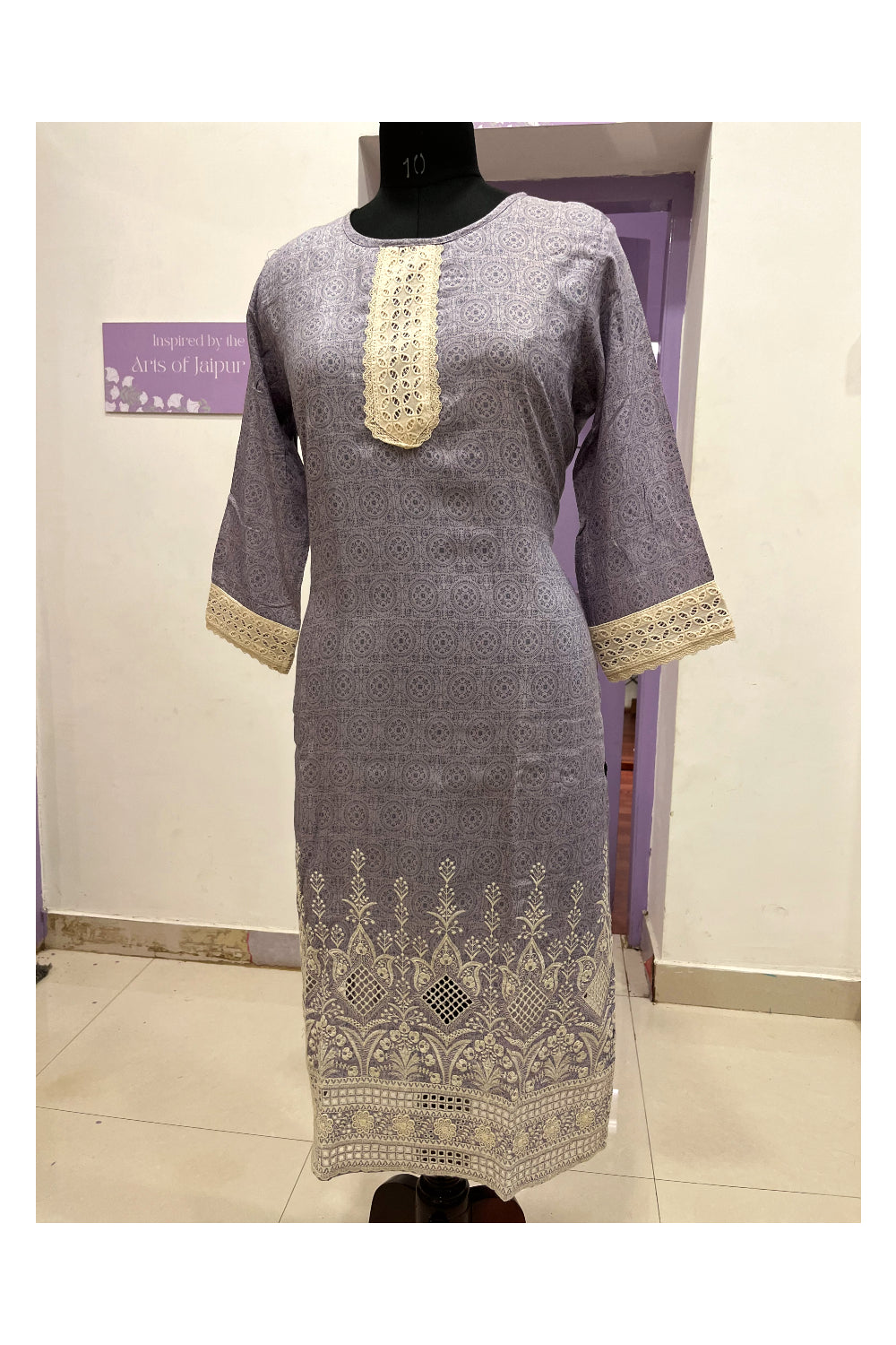 Southloom Stitched Semi Silk Salwar Set in Light Violet Prints