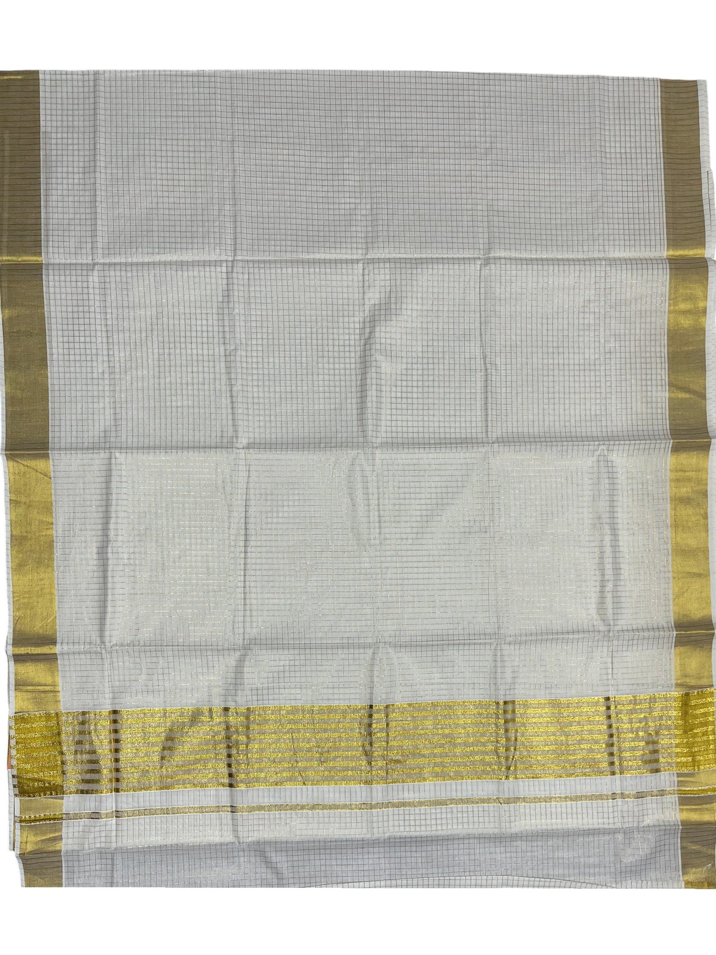 Southloom Pure Cotton Kerala Check Kasavu Saree