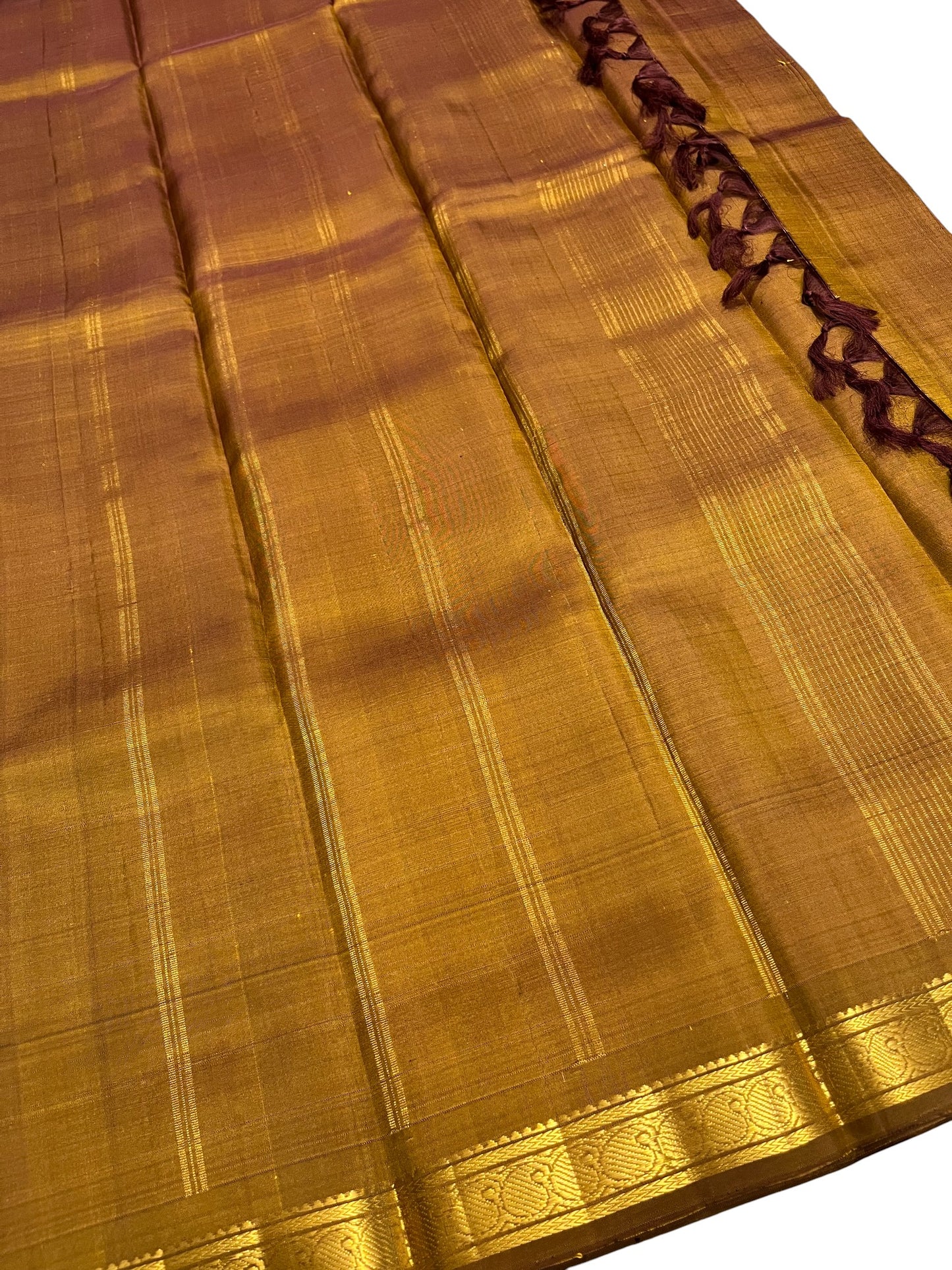 Southloom Pure Handloom Bridal Kanchipuram Silk Saree with Korvai Work (Yellow)