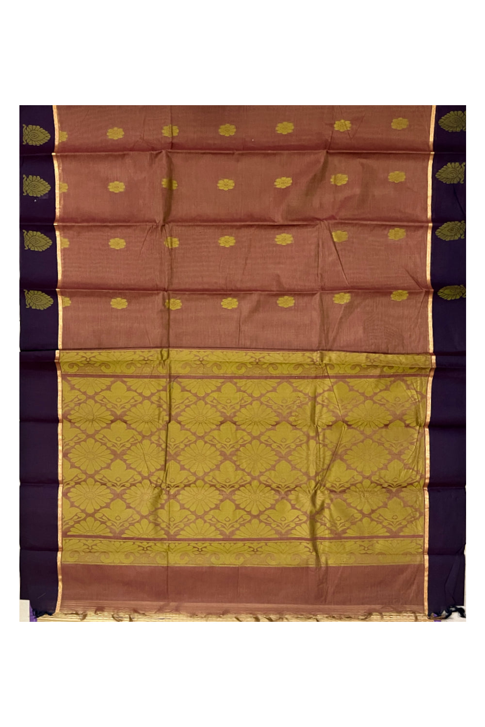 Southloom Cotton Light Maroon Saree with Woven Butta Works on Body and Pallu