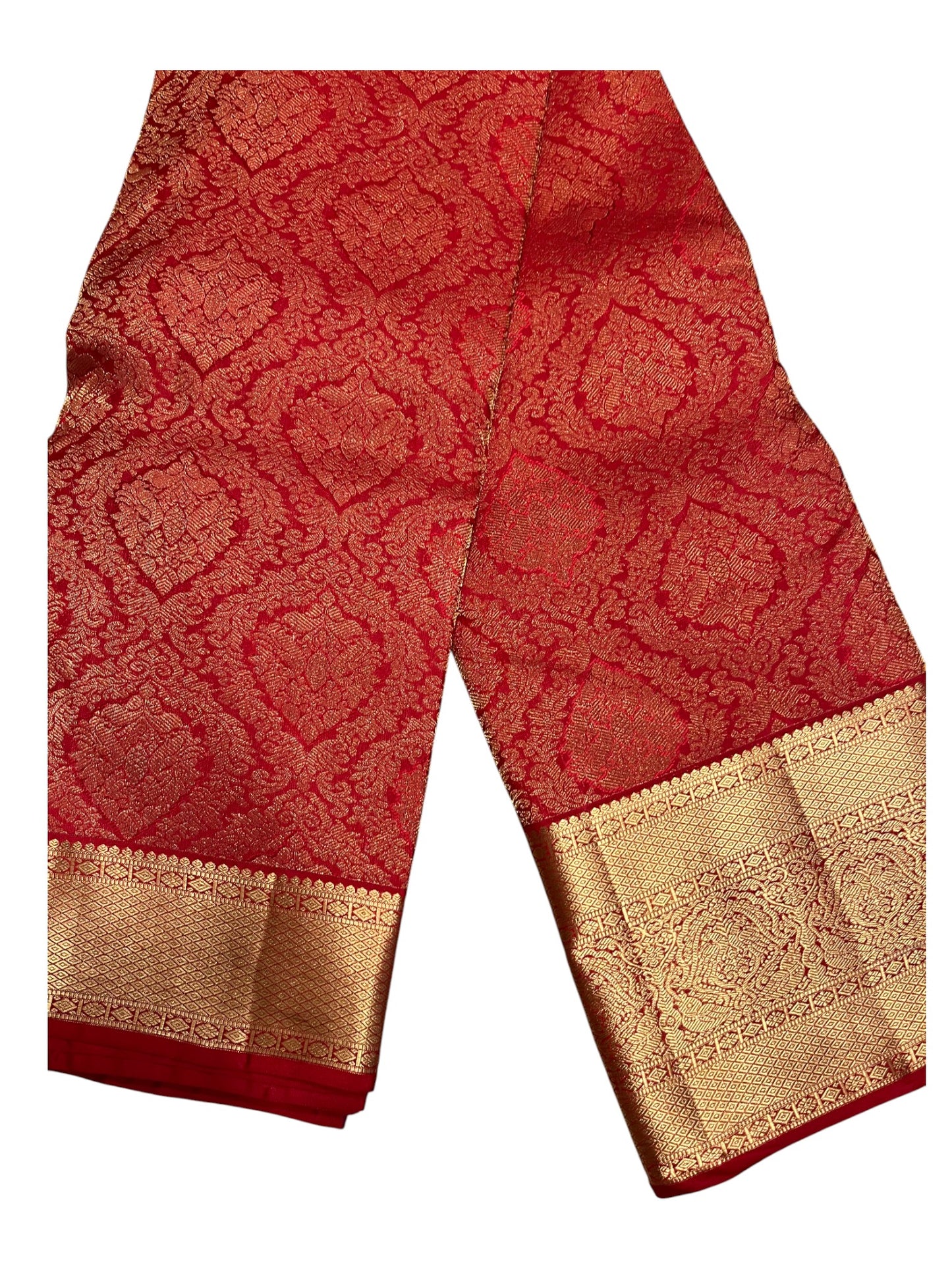 Southloom Pure Handloom Bridal Kanchipuram Silk Saree with Korvai Work (Red)
