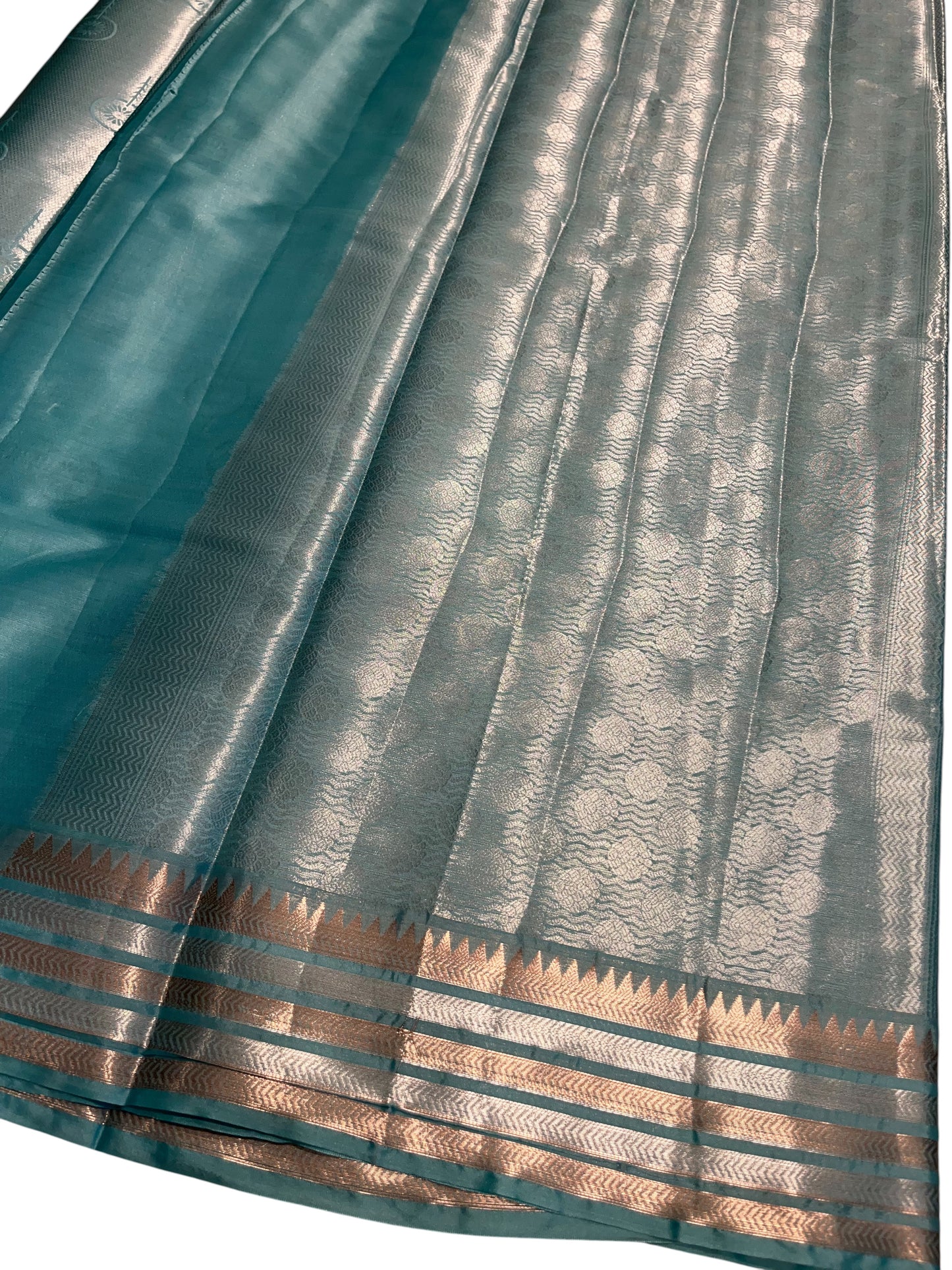 Southloom Tissue Silk Saree with Woven Work on Body and Borders (Blue)