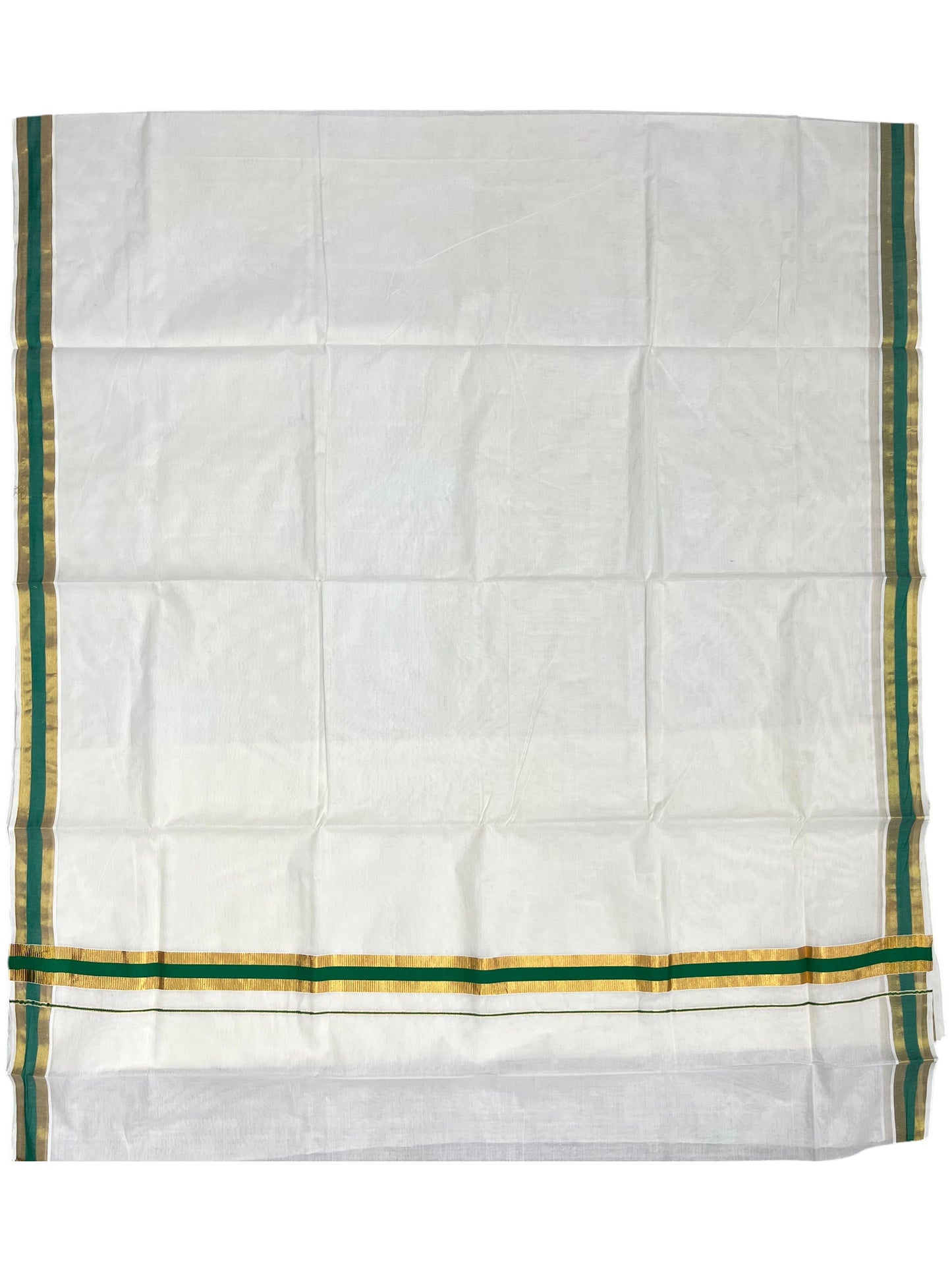 Southloom Kerala Cotton Kasavu Saree with Olive Green Border