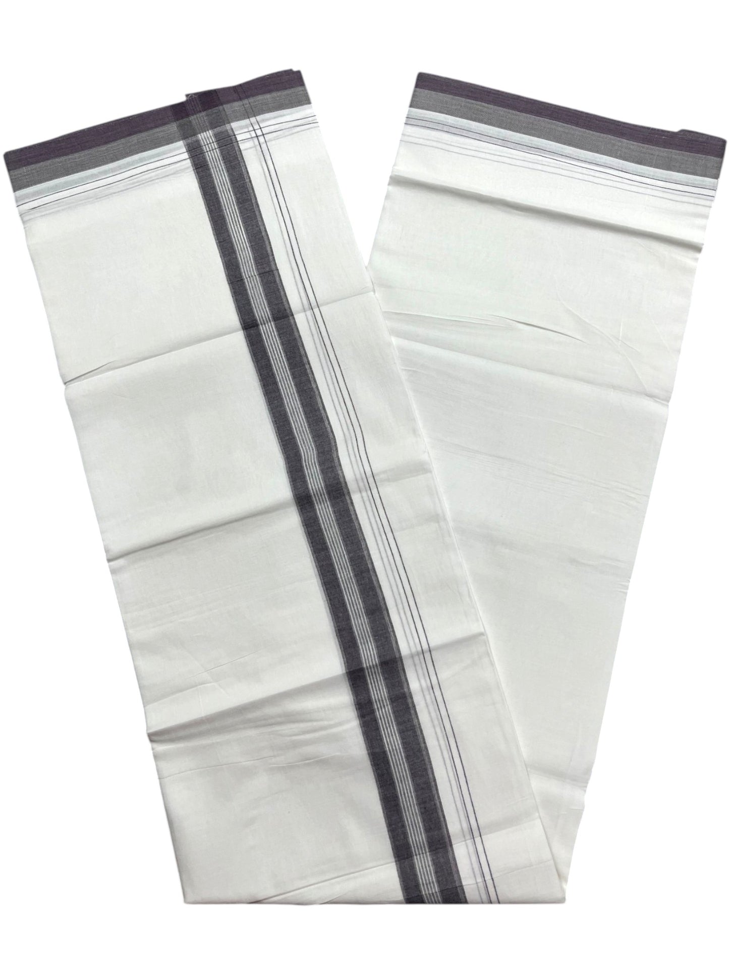 Southloom Pure Cotton Mundu with Purple Border (South Indian Kerala Dhoti)