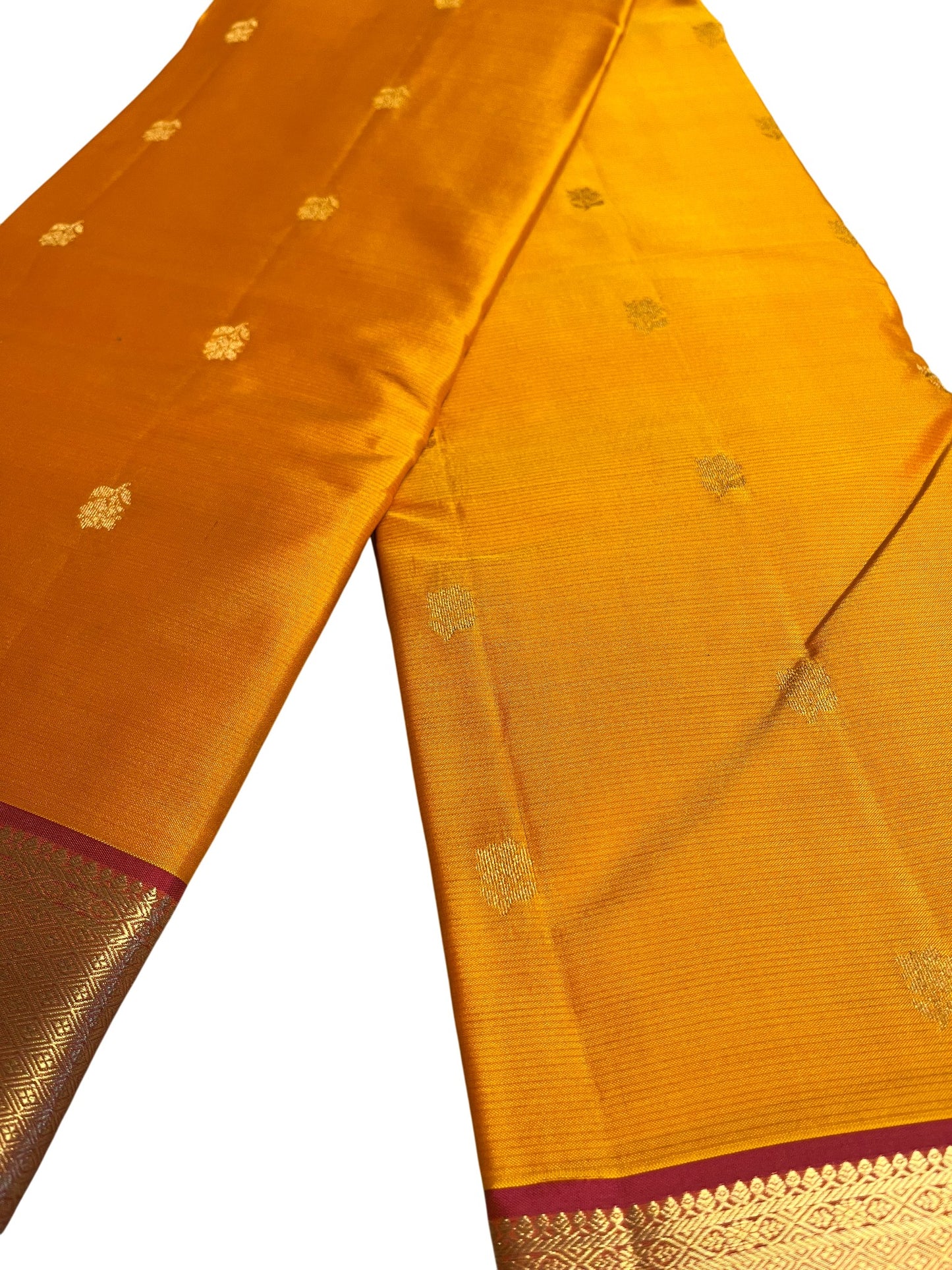 Southloom Pure Handloom Bridal Kanchipuram Silk Saree with Korvai Work (Yellow & Magenta)