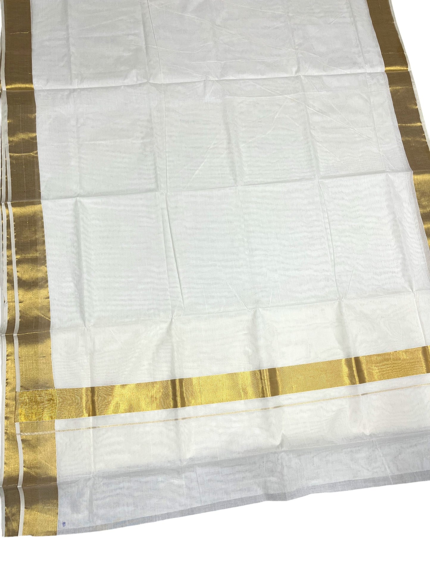Southloom Pure Cotton Kerala Saree with 3 inch Gold Kasavu Border