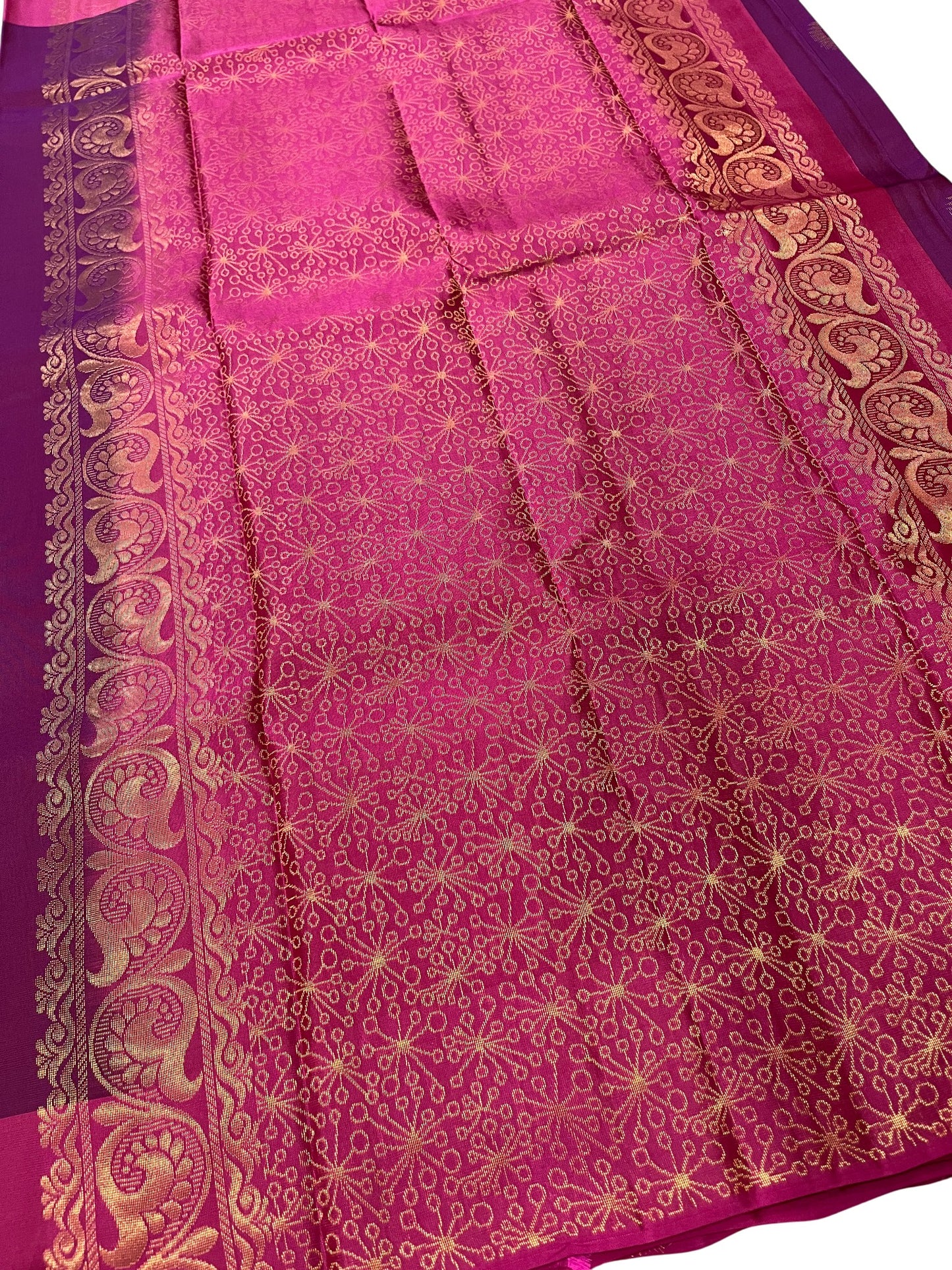 Southloom Pure Handloom Kanchipuram Silk Saree with Butta Work (Purple & Magenta)