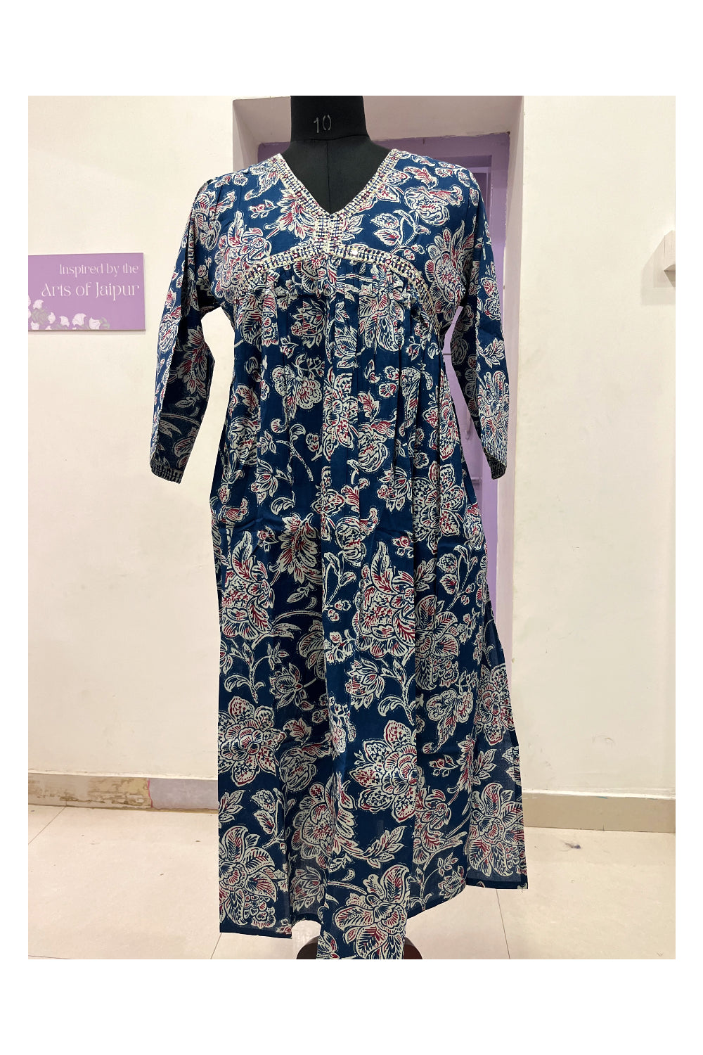 Southloom Stitched Salwar Set with Floral Prints in Blue