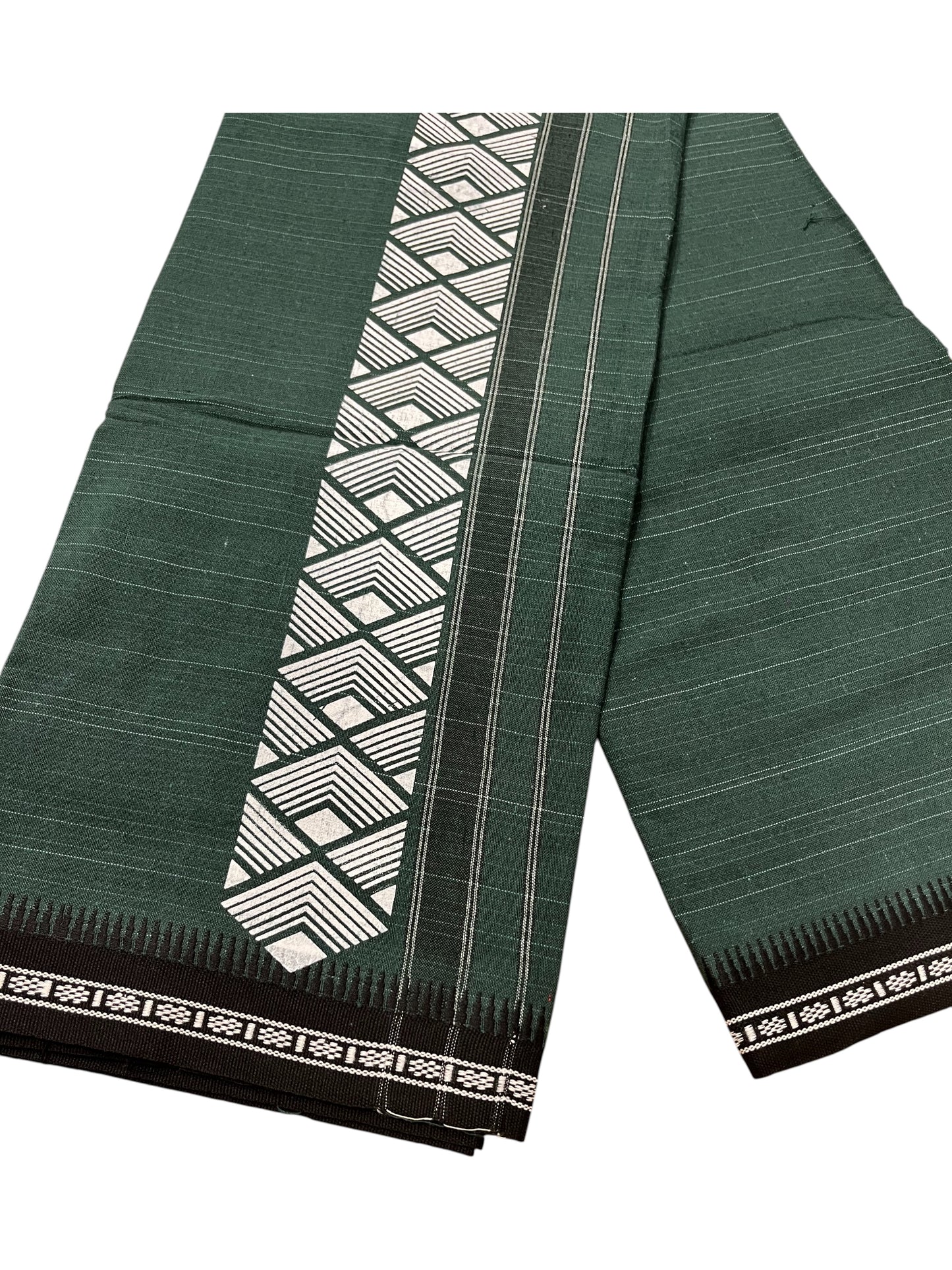 Southloom Green Printed Single Mundu / Otta Mundu / Lungi (South Indian Kerala Dhoti)