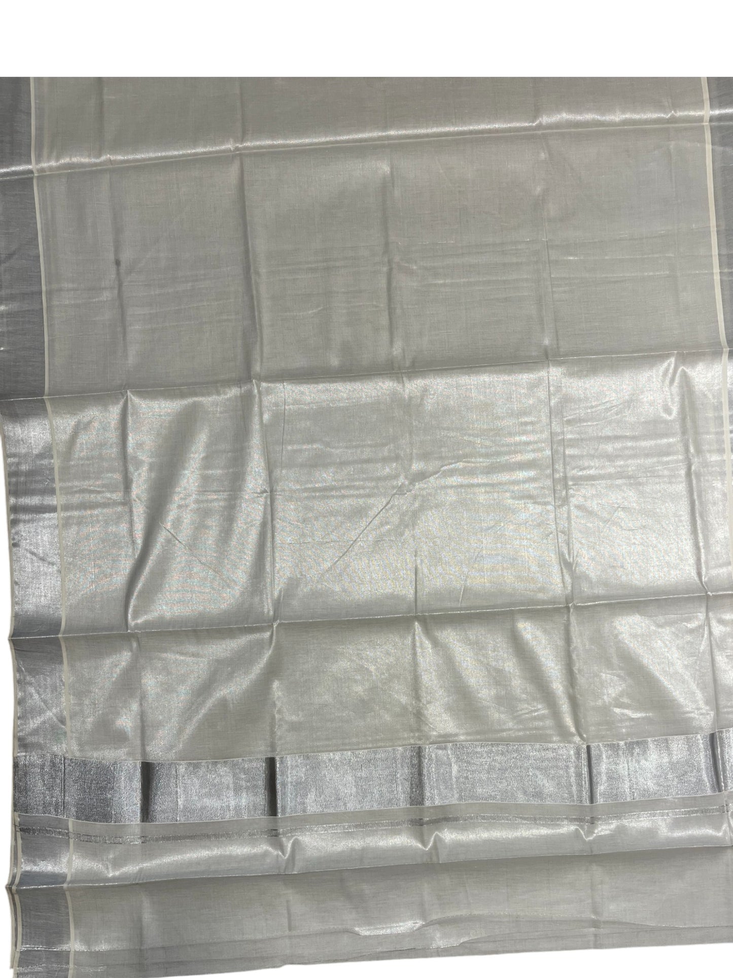 Southloom Silver Kasavu Tissue Plain Kerala Saree