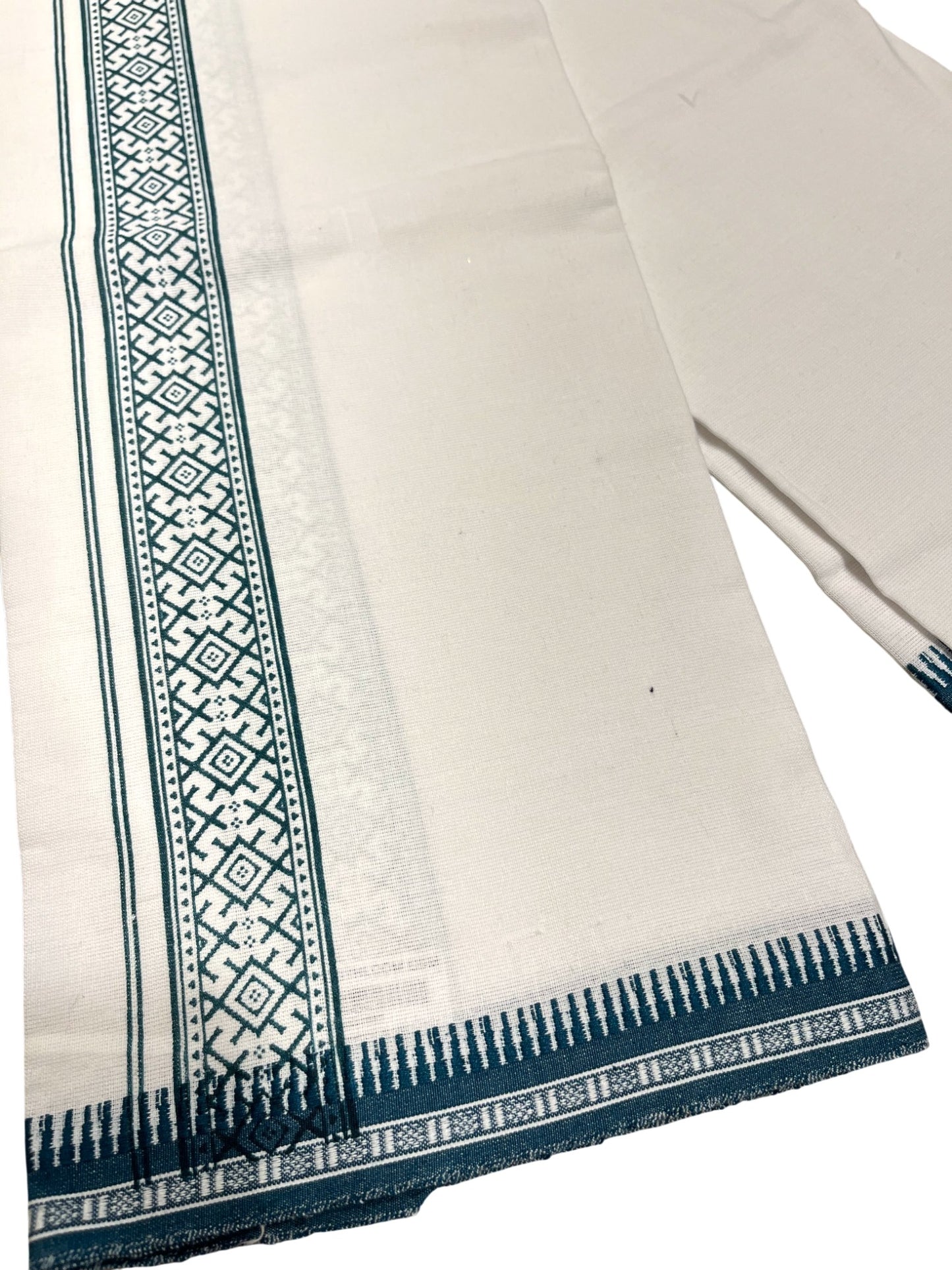 Southloom Off White And Black Printed Single Mundu / Otta Mundu / Lungi (South Indian Kerala Dhoti)