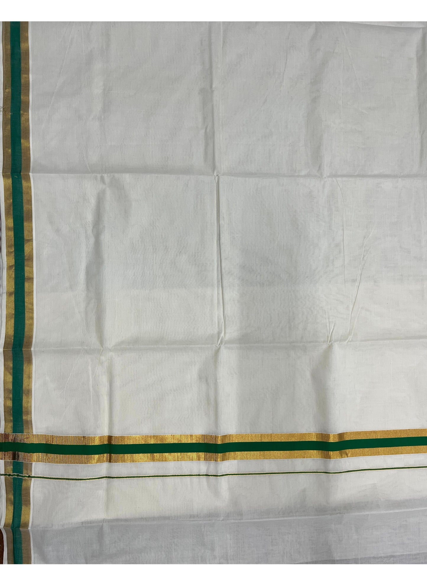 Southloom Kerala Cotton Kasavu Saree with Olive Green Border