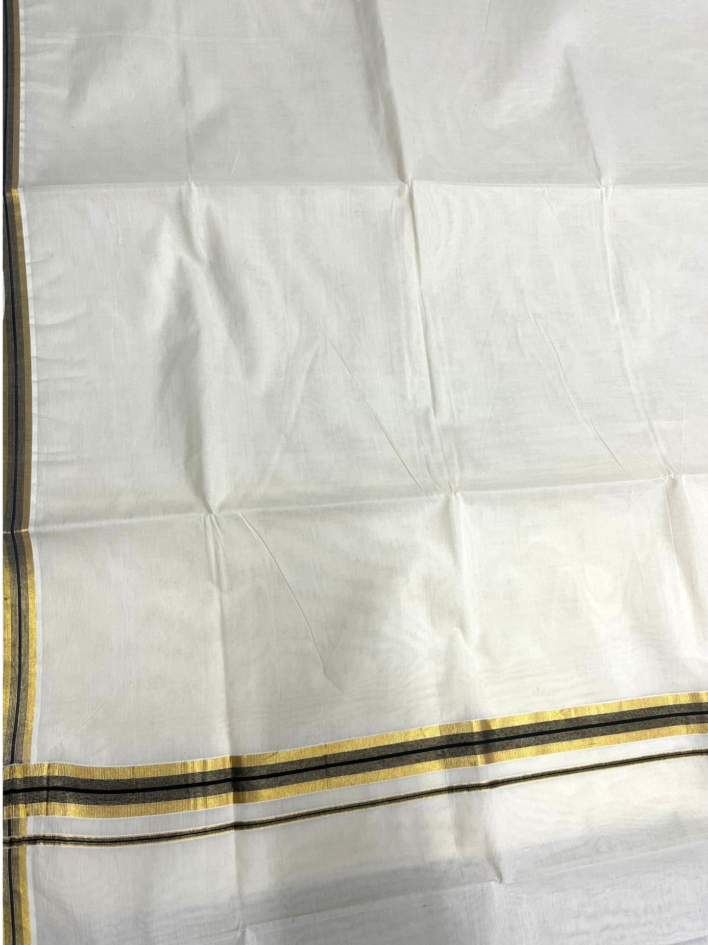 Southloom Kerala Pure Cotton Plain Saree with Kasavu and Black Border