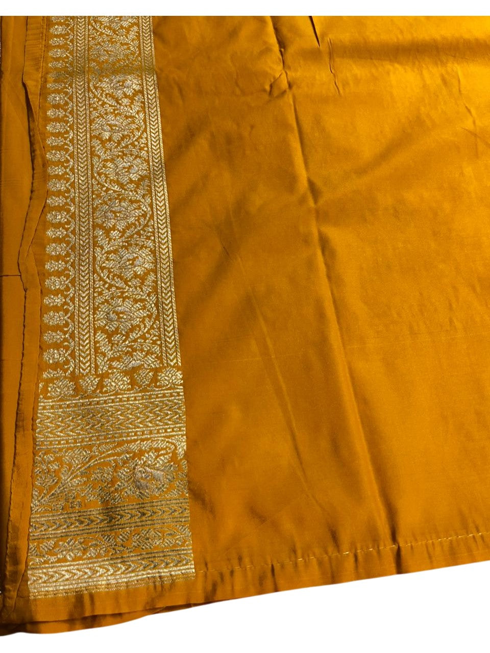 Southloom Pure Banarasi Silk Saree with Woven Work on Body and Borders (Yellow)